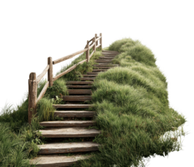 Nature trail stairs serene landscape tranquil environment isolated on transparent background