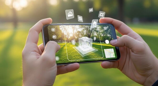Explore the future with augmented reality on your smartphone, visualizing digital models in real world environments for innovative projects and immersive experiences.