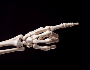 skeleton hand isolated pointing on dark background