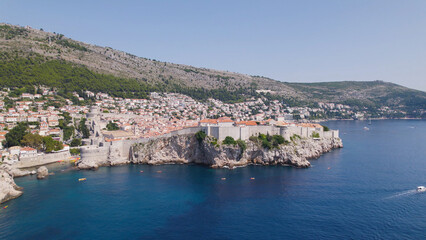 Obraz premium Aerial View of Dubrovnik Old Town and City Walls by the Sea