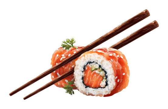 Savor sushi rolls japanese cuisine digital isolated on transparent background