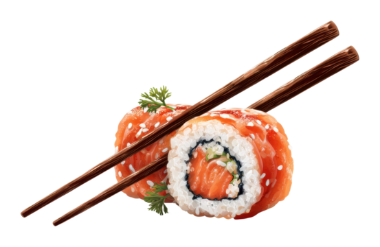 Savor sushi rolls japanese cuisine digital isolated on transparent background