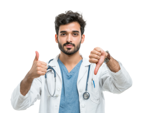 Doctor's reaction to treatment outcome hospital clinical health isolated on transparent background