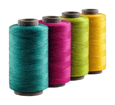 Creative sewing thread display product artistic view isolated on transparent background