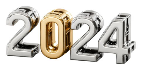 Urban city event highlights new year 2024 celebrations & festivities isolated on transparent background