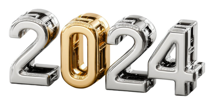 Urban city event highlights new year 2024 celebrations & festivities isolated on transparent background