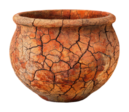 Traditional clay pot rustic still life natural environment isolated on transparent background - Powered by Adobe