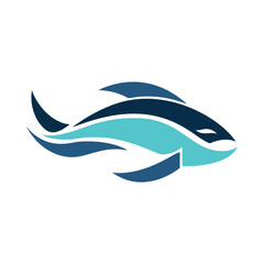  Minimal modern teal fish logo ocean seafood design