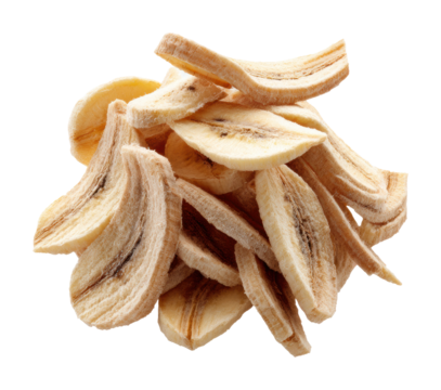 Dried banana slices kitchen prep food isolated on transparent background
