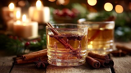 Mulled cider with cinnamon and star anise for christmas holiday