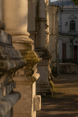 Architectural detail of marble ionic order columns