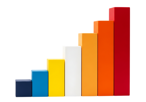 Colorful Bar Chart Blocks Increasing in Height rising
