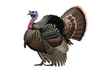 Wild turkey full body, isolated on white or transparent background. PNG
