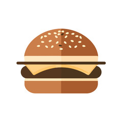 Delicious burger with sesame bun tasty fast food illustration
