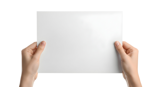 hand holding blank paper - Powered by Adobe
