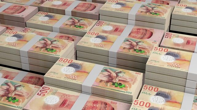Maldives 500 Rufiyaa Banknote Horizontal 3D Animation ? Realistic Currency Motion, Finance, Economy, Business Investment, Money Flow, and Banknote Visualization