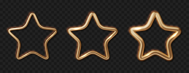 Realistic gold 3D star. Metal badge icon award. Shiny trophy vector isolated design