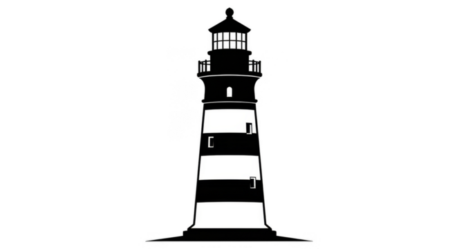 Striped lighthouse stands tall in darkness - Powered by Adobe