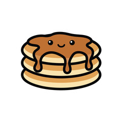 Stack of fluffy pancakes with sweet syrup breakfast illustration