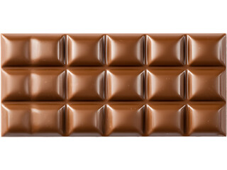 Obraz premium Top view of a milk chocolate bar isolated on transparent background, perfect for sweets, dessert, and food compositions..