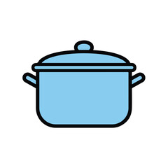  Simple blue cooking pot with lid kitchen utensil illustration