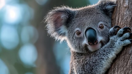 Naklejka premium Close-up koala in tree