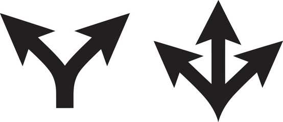 Black arrows showing diverging and converging paths