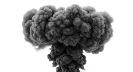 Towering ominous mushroom cloud against darkness