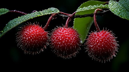 Obraz premium Close-up of dewy berries