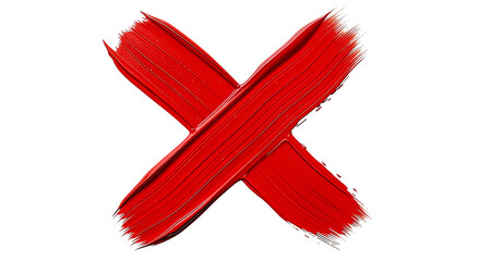 Red Brushstroke X Mark on White Background &ndash; Symbol of Error, Rejection, or Prohibition in Bold Style