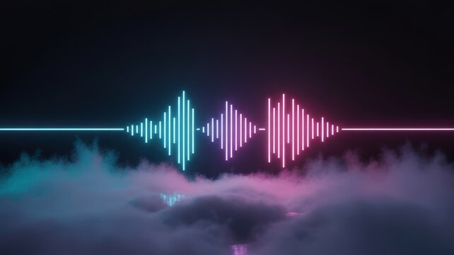 Soundwave neon digital abstract music technology audio