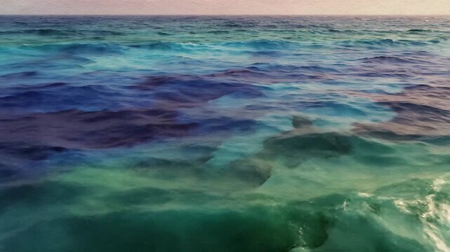Ocean Water Surface Abstract Sea Waves, Blue Green Texture