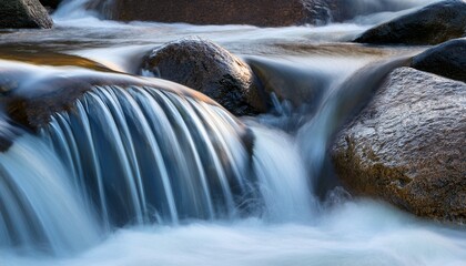 Water Cascading Over Rocks Creating A Smooth Flowing Texture Element Background