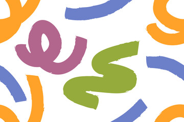 Abstract doodle lines pattern. Colorful confetti background, festive texture design. Endless print, modern geometric.