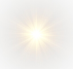 Radiant starburst with sunlight rays and sparkling beam of brilliant light.