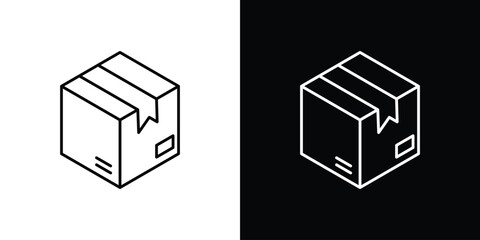 Box icon pixel perfect. Outline symbol. Simple linear drawing.