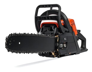 Orange and black chainsaw