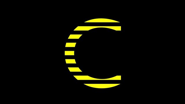 C letter text animation video on black background. Animation video of C letter .. 4K video!!! 4K...
