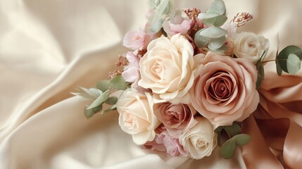 Obraz premium minimalist bouquet of pastel roses