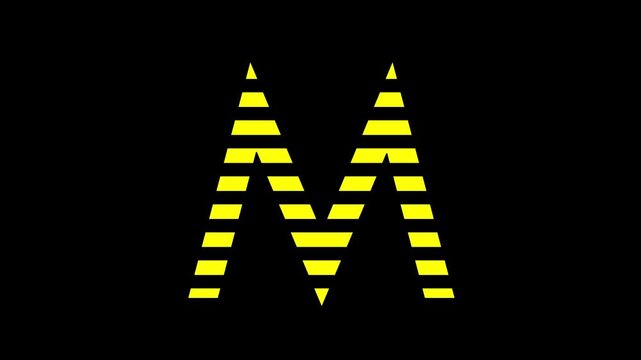 M letter text animation video on black background. Animation video of M letter .. 4K video!!! 4K...