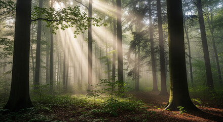 misty morning in the forest