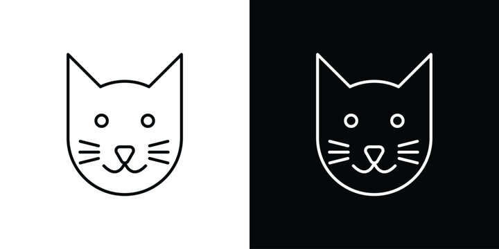 Cat icon pixel perfect. Outline symbol. Simple linear drawing.