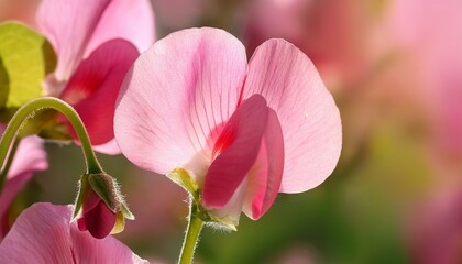 Delicate Pink Sweet Pea Flower Close Up