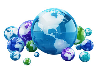 Stack of shiny globes isolated on transparent background. 3D illustration