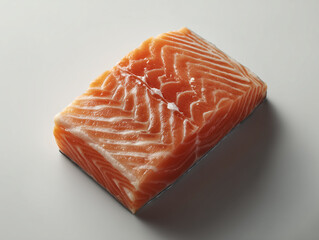 Raw sliced salmon fillet isolated on white background.