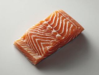 Raw sliced salmon fillet isolated on white background.