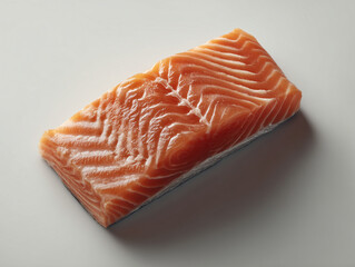 Raw sliced salmon fillet isolated on white background.