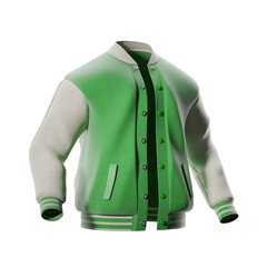 Stylized Varsity Jacket Mockup, 3/4 View. 3D Illustration