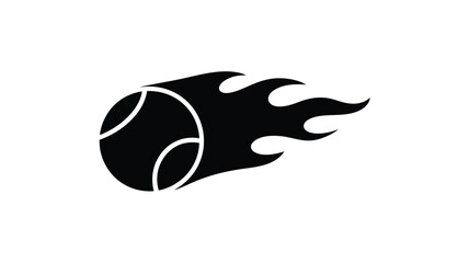 Black silhouette of a tennis ball on fire