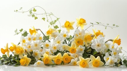 Vibrant yellow and white daffodils arranged beautifully for a fresh spring display